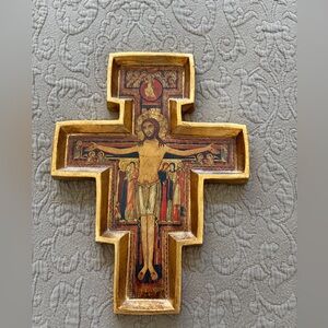 Gold and Brown Religious Cross Wall Art